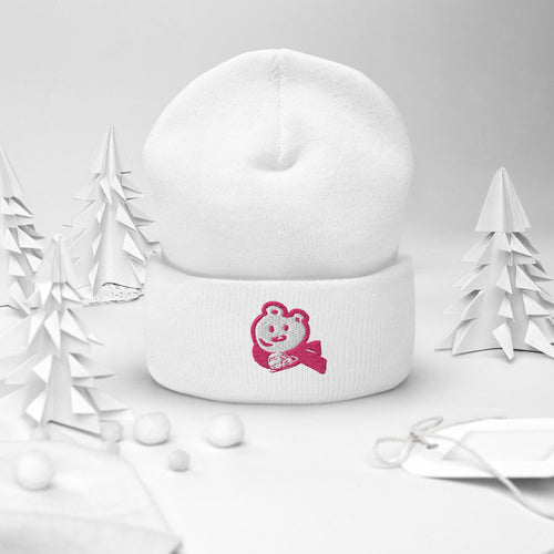 WASU Pink Polar Bear Cuffed Beanie