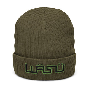 WASU Green Code cuffed beanie